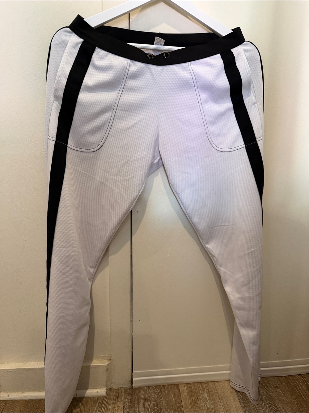 Men's White and Black Athletic Pants